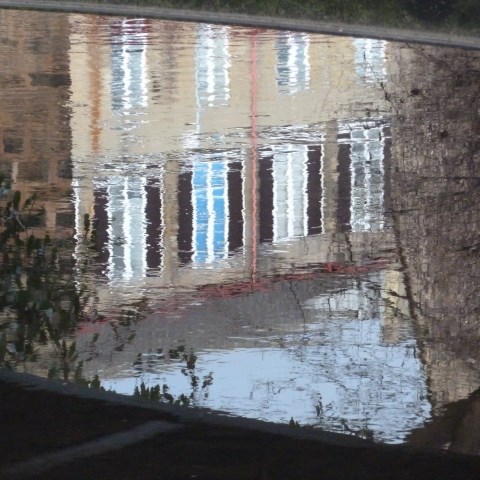 t30248: semi-abstract photo (reflections in Meanwood Beck) by Ewart Shaw